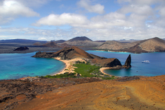 The hour-glass shaped Bartolome Island in the Galapagos.
