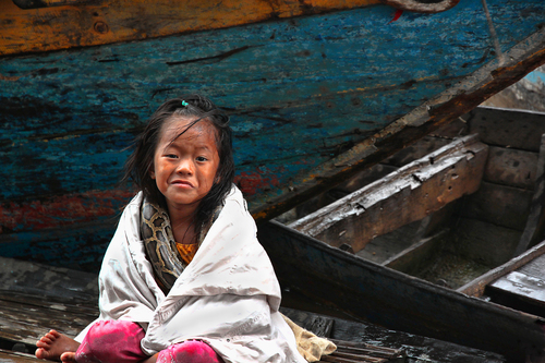 Sea gypsy child on Tonle Sap lake