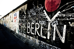 Part of the remaining Berlin wall which has become a street gallery for local artists.