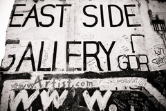 The East Side Gallery is a section of the Berlin wall that is now used by local artists to poromote their own message or work.