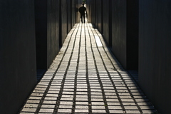 Taken in the sombre surroundings of the Holocaust Memorial in Berlin. A place where each person can walk, think and remember.