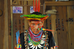 A Shaman in his home in the Cuyabeno Reserve, Ecuador. This is a colour version of a similar photo I've previously uploaded.