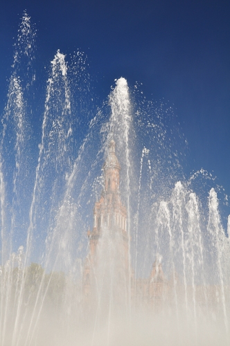 Tower through the fountain
