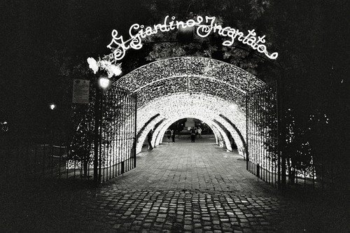 Istallazioni luminose -luci d'artista - Salerno 
Canon A1 film ilford hp5 bw 