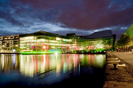 View of the Grand Canal Theatre by night, Dublin, Ireland

www.benmillett.com
